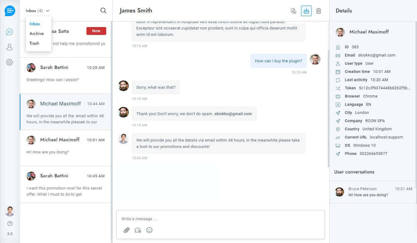 WordPress Chat Admin